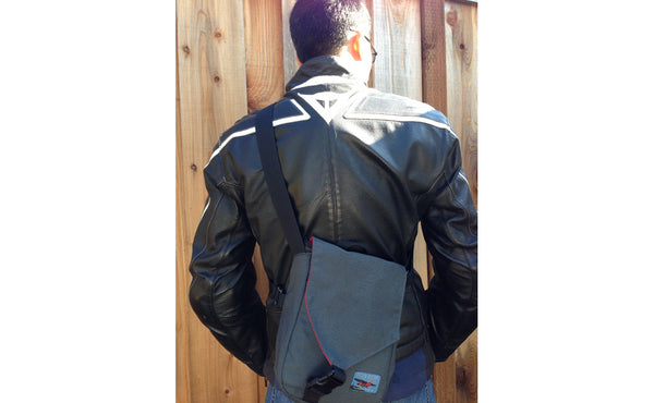 A reverse shot of a person using the Cafe Messenger Stabilizer